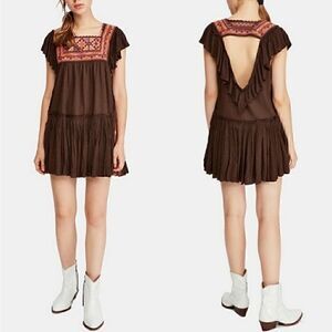 NEW FREE PEOPLE Day Glow Mini Embroidered Dress XS